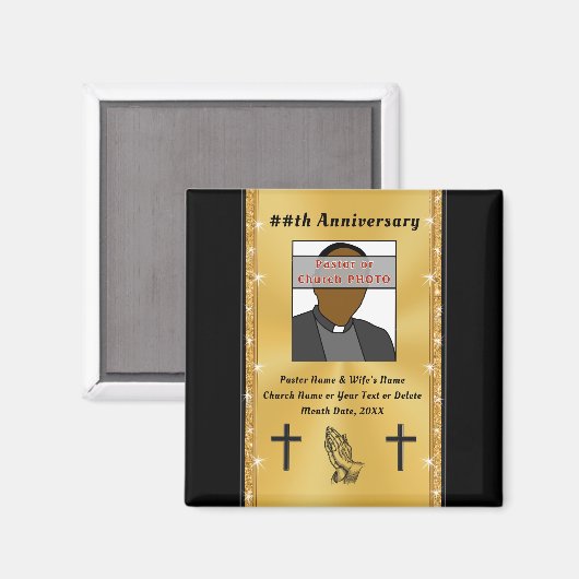 安い写真パーソナライズされた牧師の記念日への好意 マグネット (正面/裏面)