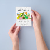 安い可愛いディノジャングル恐竜の誕生日パーティー チラシ (手)