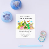 安い可愛いディノジャングル恐竜の誕生日パーティー チラシ (シングル)