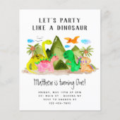 安い可愛いディノジャングル恐竜の誕生日パーティー チラシ (正面)
