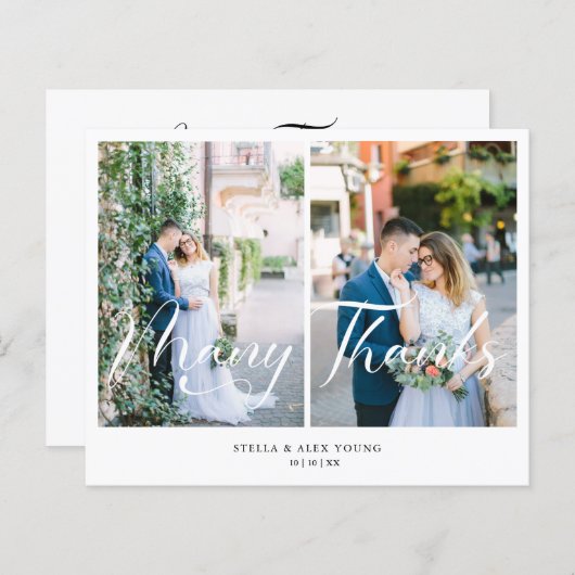 安い新郎新婦2枚の写真がコラージュハンドレター (正面/裏面)