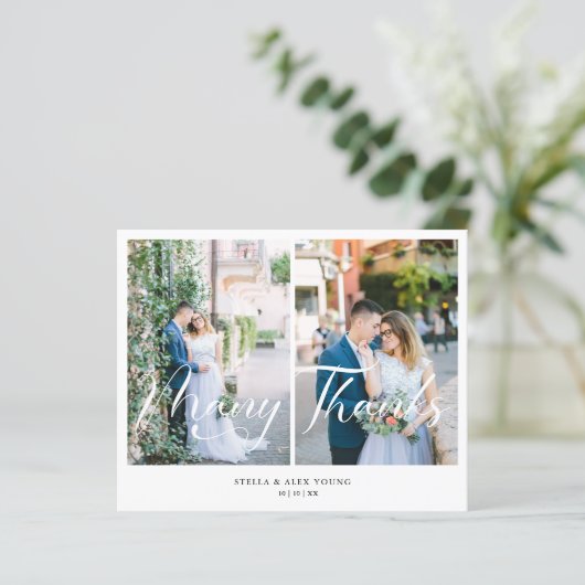 安い新郎新婦2枚の写真がコラージュハンドレター (スタンド正面)