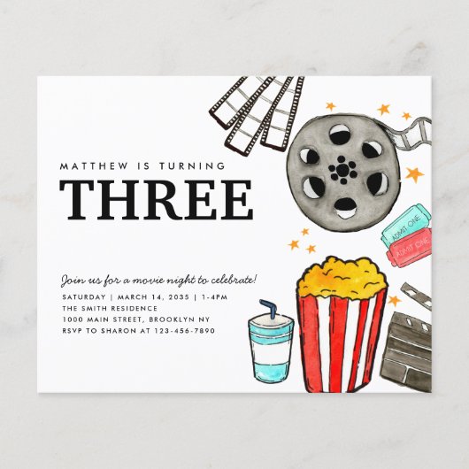 安い映画ナイトシネマウォッチパーティーキッド誕生日 チラシ (正面)
