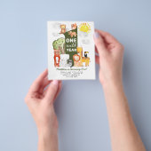 安い森林動物ワンワイルドイヤー子供の誕生日 チラシ (手)