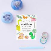 安い水色ディノジャングルディオナーズ誕生日 チラシ (シングル)