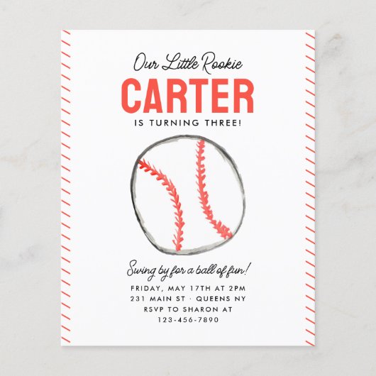 安い私たちの小さなルーキーボール野球誕生日 チラシ (正面)