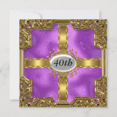 安い紫の誕生日パーティー招待状 招待状 (正面)