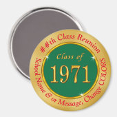 安い緑、金ゴールド、赤、1971年の好意のクラス マグネット (正面/裏面)