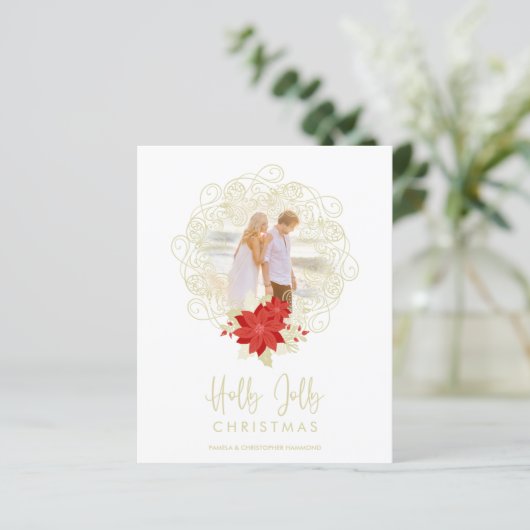 安い繁栄の黄金のオーナメント写真クリスマス (スタンド正面)