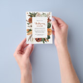 安い茶色素朴感謝祭ディナー招待状 チラシ (手)