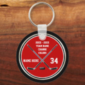安い赤と黒のホッケーパーソナライズされたキーホルダー キーホルダー (正面)