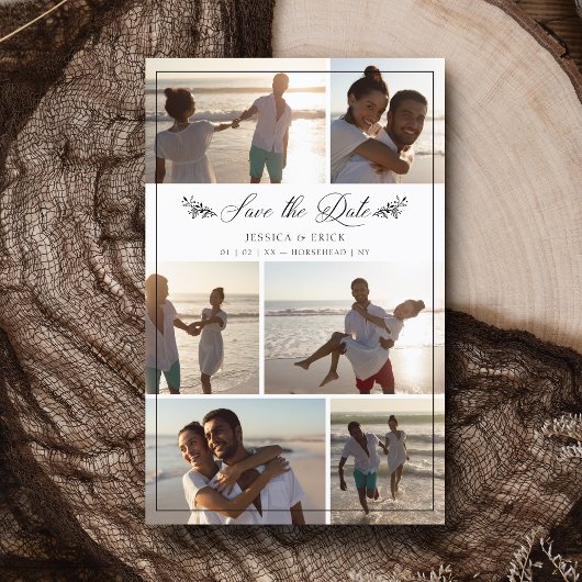 安い黒い枝シックなコラージュ6枚の結婚写真