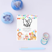 安い2野生のサファリパーティー動物2nd誕生日 チラシ (シングル)