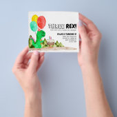 安い3レックスバルーンケーキ恐竜3歳の誕生日 チラシ (手)