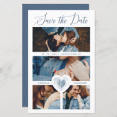 安い4枚のフォトブルーハートカ婚約したップルセッション (正面/裏面)