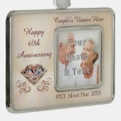 安い60周年記念パーソナライズされたオーナメント シルバープレートフレームオーナメント (右)