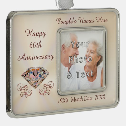 安い60周年記念パーソナライズされたオーナメント シルバープレートフレームオーナメント (右)