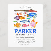 安いO-Fish-alリールおもしろい行った魚釣り誕生日 チラシ (正面)