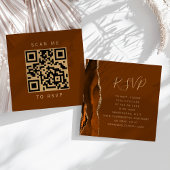安いRustゴールドアゲートブラウン結婚式QRコードRSVP エンクロージャーカード