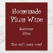 安おもしろいい自家製プラムワインとデート ワインラベル (シングルラベル)