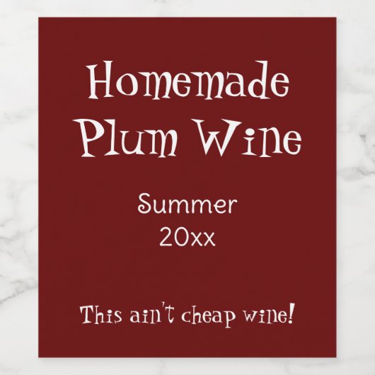 安おもしろいい自家製プラムワインとデート ワインラベル (シングルラベル)