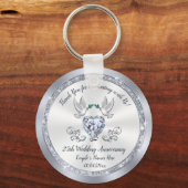 安くてゴージャスな25周年結婚の親愛なる キーホルダー (正面)