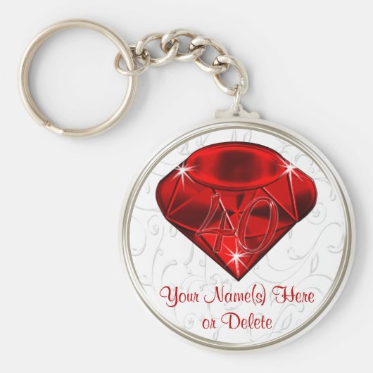 安くパーソナライズな第40誕生会の好意 キーホルダー (正面)