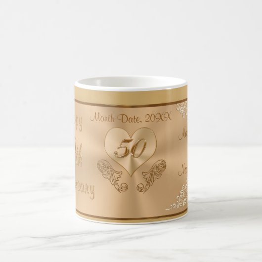 安くパーソナライズな第50記念日のギフトのマグ コーヒーマグカップ (中央)