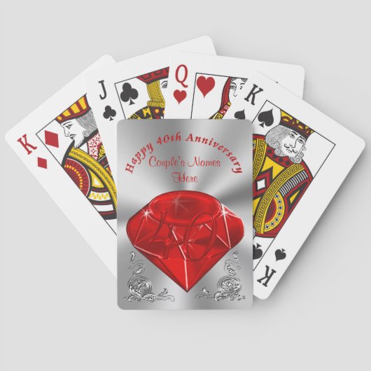 安く第40記念日のギフトのパーソナライズなカード トランプ (裏面)