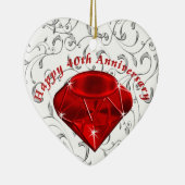 安く第40記念日のギフト、ルビー色のデザイン セラミックオーナメント (右)