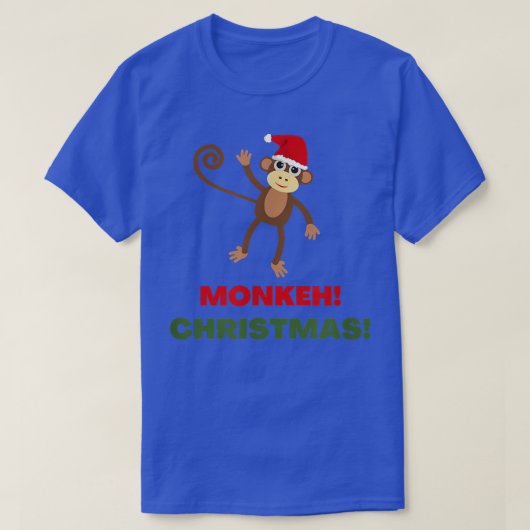 安っぽいサンタ モンキー クリスマス サンタ クロース Tシャツ (デザイン正面)
