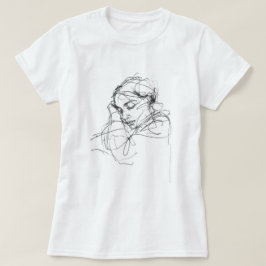 安らかな眠る女性のスケッチ Tシャツ