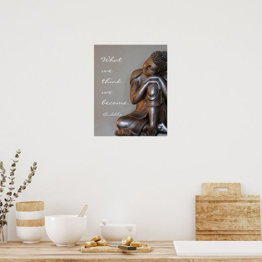 安らかな眠る銀仏の智慧の言葉 ポスター (キッチン)