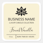 安らかな蓮バニラしょうゆうキャンドルラベル スクエアシール (正面)