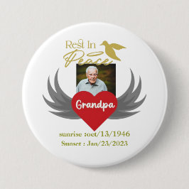 安らかに残る，葬儀のカスタム写真，愛する記憶 缶バッジ