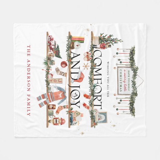 安らぎと喜び | うきうきクリスマス フリースブランケット (正面(横))