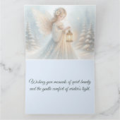 安らぎの天の冬の天使のランタン カード (内部)