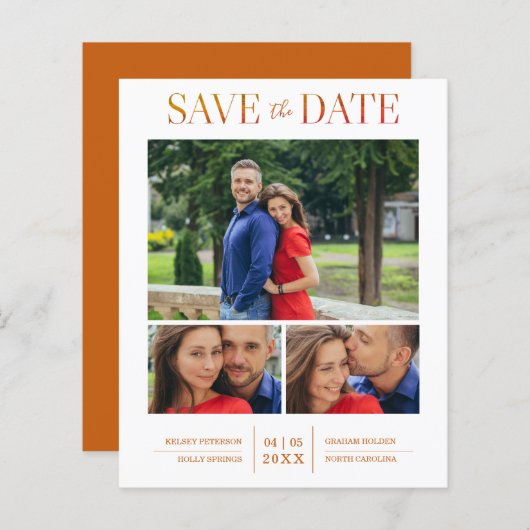 安シンプルいモダンエレガント 3写真結婚ズ (正面/裏面)