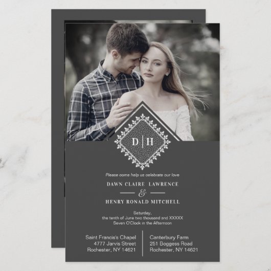 安価なイニシャルのオーナメントレ結婚ース洗練 (正面/裏面)