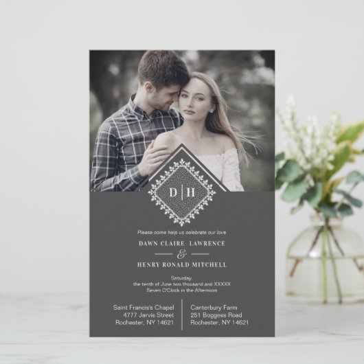 安価なイニシャルのオーナメントレ結婚ース洗練 (スタンド正面)