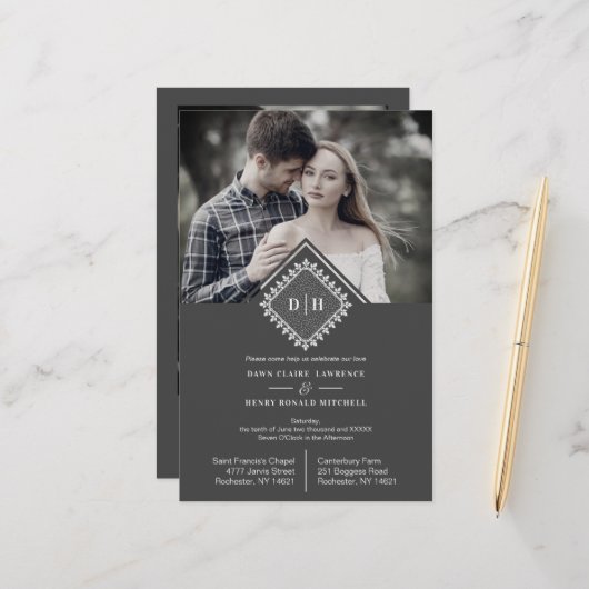 安価なイニシャルのオーナメントレ結婚ース洗練 (正面/裏面インサイチュ)