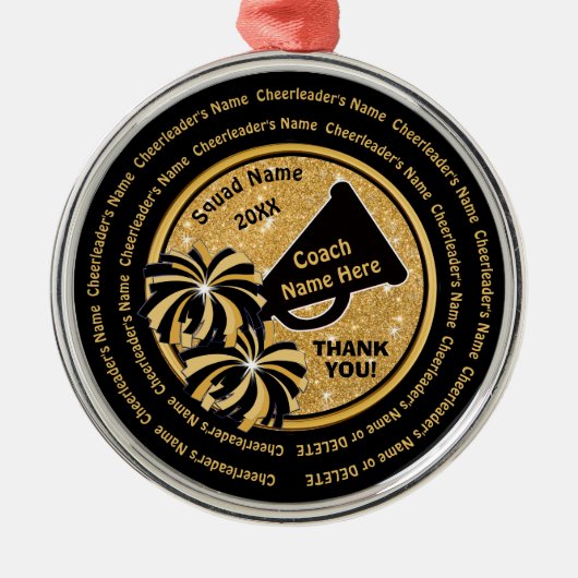 安価なカスタムチアリーティングコーチギフトアイディア メタルオーナメント (正面)