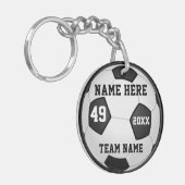 安価なサッカーチパーソナライズされたームの贈り物アイディア キーホルダー (正面左)