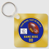 安価なサッカーチームの贈り物。青と金ゴールド キーホルダー (正面)