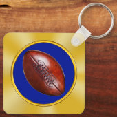安価なサッカーチームの贈り物。青と金ゴールド キーホルダー (裏面)