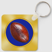 安価なサッカーチームの贈り物。青と金ゴールド キーホルダー (裏面)