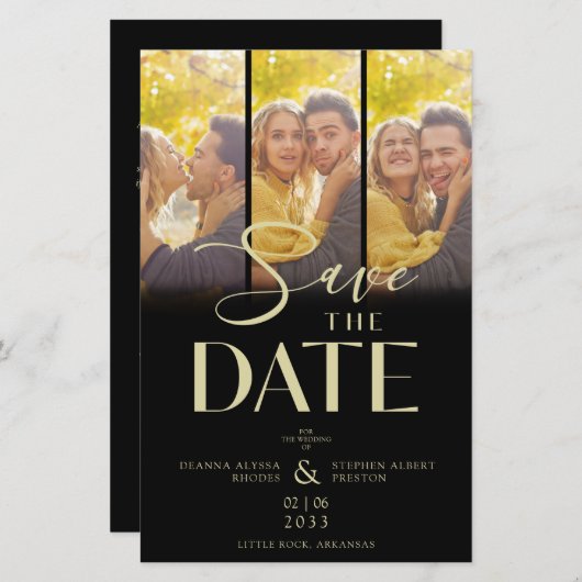 安価なシックモダン3結婚のコラージュ写真 (正面/裏面)