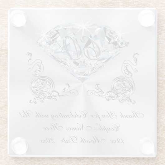 安価なダイヤモンドの結婚記念日のギフトのアイディア ガラスコースター (裏面)