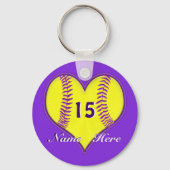 安価なパーソナライズされたソフトボールのチームギフト キーホルダー (正面)