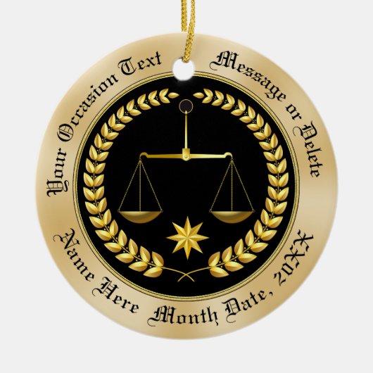 安価なパーソナライズされた弁護士オーナメント、セラミック セラミックオーナメント (正面)